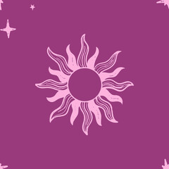 illustration of a sun with stars in pink tones