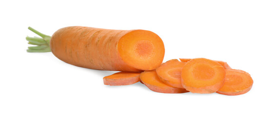 Tasty ripe organic carrot on white background