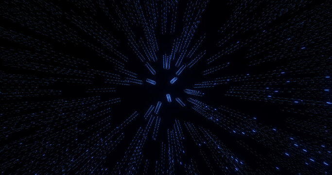 Render with blue glowing springs on black