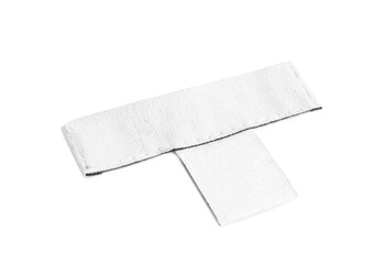 Blank stylish clothing label isolated on white
