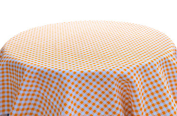 Tablecloth on round table for product display montages