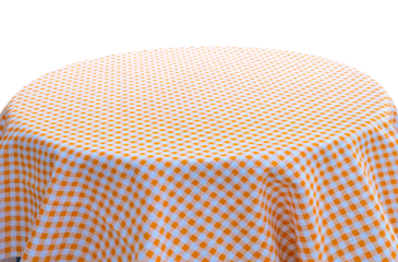 Tablecloth on round table for product display montages