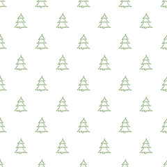 Seamless christmas tree pattern. christmas tree ornament. Doodle illustration with christmas tree
