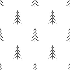 Seamless christmas tree pattern. christmas tree ornament. Doodle illustration with christmas tree