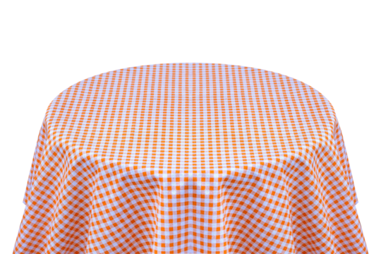 Tablecloth on round table for product display montages