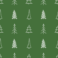 Seamless christmas tree pattern. christmas tree ornament. Doodle illustration with christmas tree
