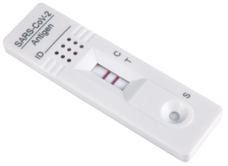 Covid-19 antigen test kit showing positive result