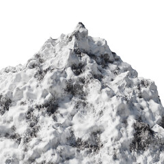 snow-capped mountains stones close-up isolated white 3d render