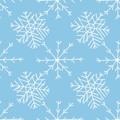 Fototapeta na wymiar Seamless snowflakes pattern. Snowflakes background. Doodle illustration with snowflakes