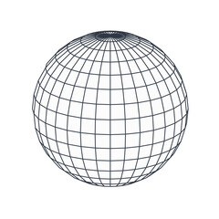 Wireframe sphere isolated. Futuristic tech globe.