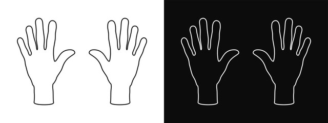 Fototapeta premium Left and right palm hand vector set. handprint, handmade logo