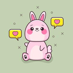 Fototapeta premium Square poster with rabbit and likes.