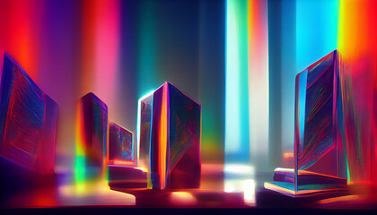 Holographic city view, digital mood