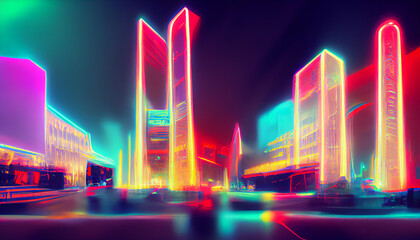 Holographic city view, digital mood
