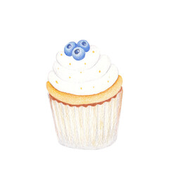 colored pencil cream cupcake