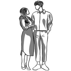 Bridal Wedding Ceremony Marry.Hand drawn,creative with illustration in flat design.Couple of love.