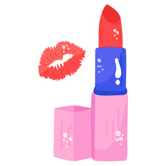 A beautiful flat sticker of lipstick