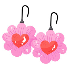 Beautiful flat sticker icon of earrings 