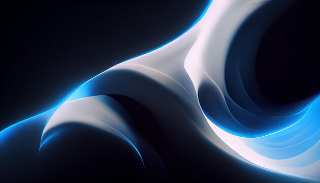 Abstract blue and white waves background. Subtle gradinets, flow liquid lines. Cinema 4d. Design element. 