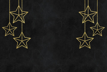 Naklejka premium black background with frame of gold stars