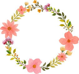 pink watercolor floral wreath
