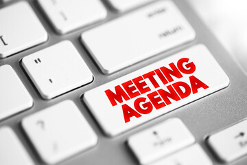 Meeting Agenda text button on keyboard, concept background