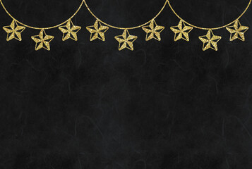 black background with frame of gold stars