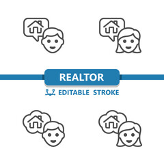 Realtor Icons. Real Estate Agent, Home Owner, House Icon