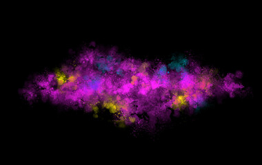 Dark colorful abstract background with splashes of bright paint.