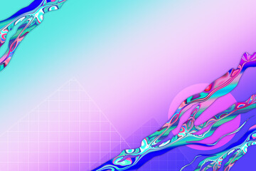 Abstract painting with blue and purple waves. Trendy background for wallpaper, flyer, poster, invitations. Digital illustration