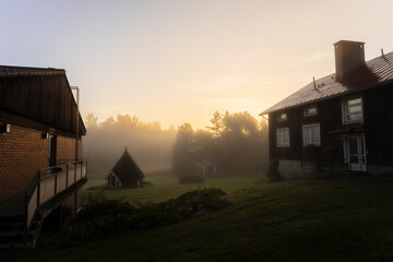 sunset in the village