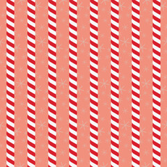 Christmas vector illustration. Seamless pattern with candy canes and snowflakes - 530578185