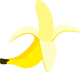  Half peeled banana illustration