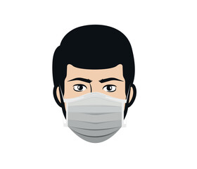 Man face mask line icon, disease prevention vector. Coronavirus, dust, flu illustration, medical equipment.
