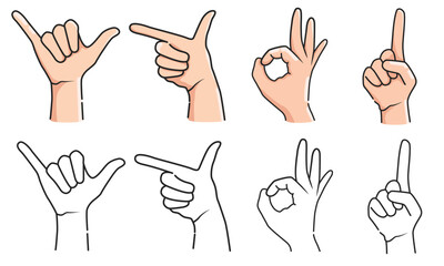 illustration vector graphic of Gesturing hands pose perfect for Communication, talking with emoji for messengers, icons, symbols, etc.