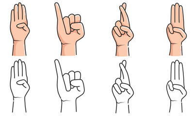 vector graphic illustration of various hand poses, perfect for Communication, talking with emojis for messengers, icons, symbols, etc.