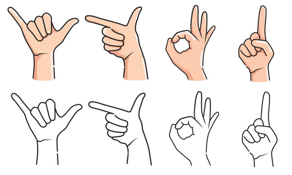 illustration vector graphic of Gesturing hands pose perfect for Communication, talking with emoji for messengers, icons, symbols, etc.