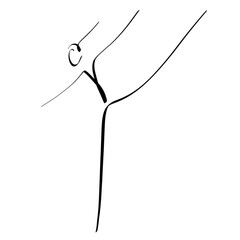 young woman makes a big jump, runs or dance, black abstract silhouette of an athlete