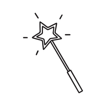 recommend clip art: Hand drawn magic wand doodle. Vector illustration isolated on white background
