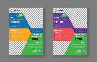 Obraz premium Creative and modern education admission flyer template. Junior Admission For Kids School Education Flyer Template Design. Kids education leaflet brochure design. School admission flyer design