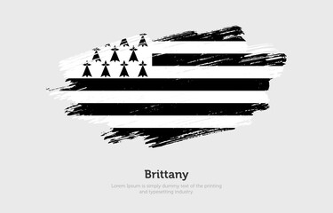 Obraz premium Modern brushed patriotic flag of Brittany country with plain solid background