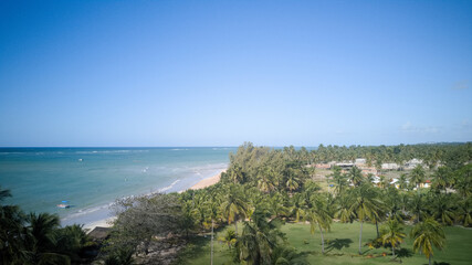 Fototapeta premium Drone view of Sao Miguel dos Milagres beach, at Alagoas, Brazil. 