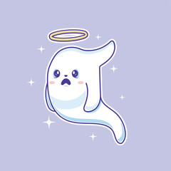 Cute cartoon ghost in vector illustration. Isolated character vector. Flat cartoon style