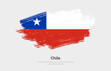Modern brushed patriotic flag of Chile country with plain solid background