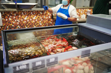 seafood showcase in the market backgrounds