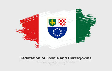 Modern brushed patriotic flag of Federation of Bosnia and Herzegovina country with plain solid background