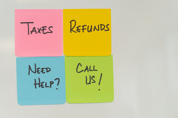 Sticky Notes used to advertise tax services