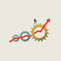 Business process automation and optimization vector concept. Symbol of success, growth. Minimal illustration.