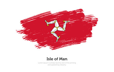 Modern brushed patriotic flag of Isle of Man country with plain solid background