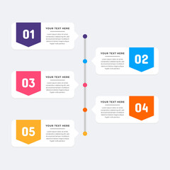 Colourful infographic steps. Business concept with 5 steps. Timeline infographic design.